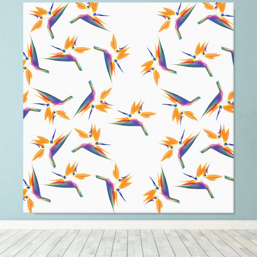 Bird of paradise flower pattern canvas afdruk (Insitu (Houten vloer))