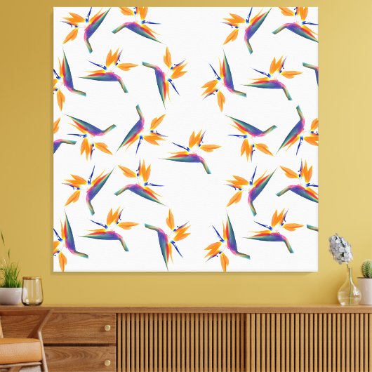 Bird of paradise flower pattern canvas afdruk (Insitu (Woonkamer))