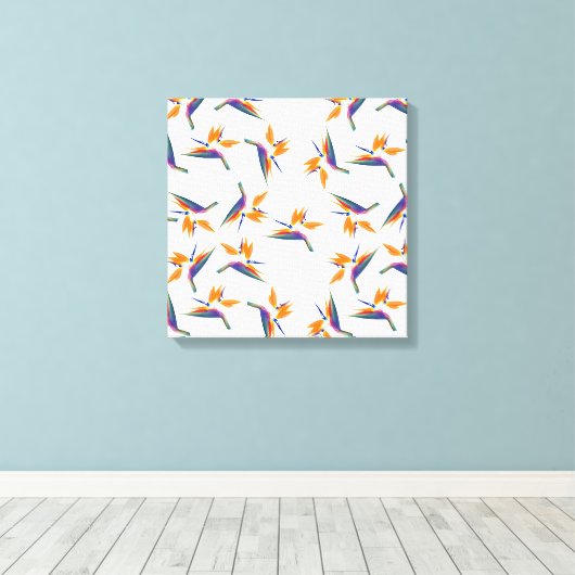 Bird of paradise flower pattern canvas afdruk (Insitu (Houten vloer))