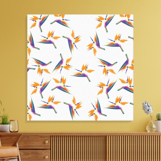 Bird of paradise flower pattern canvas afdruk (Insitu (Woonkamer))