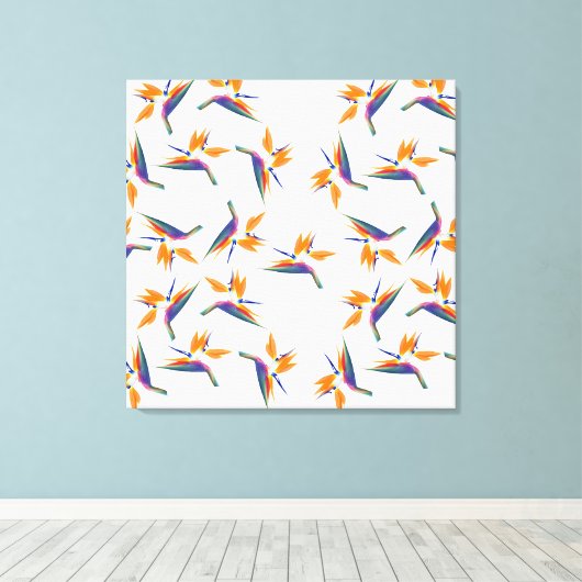 Bird of paradise flower pattern canvas afdruk (Insitu (Houten vloer))