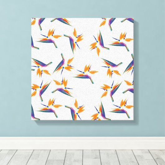 Bird of paradise flower pattern canvas afdruk (Insitu (Houten vloer))