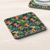 Bird of Paradise Flower Pattern Coasters Bier Onderzetter (Linkerzijde)