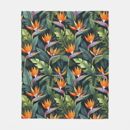 Bird of Paradise Flower Pattern Fleece Deken (Voorkant)