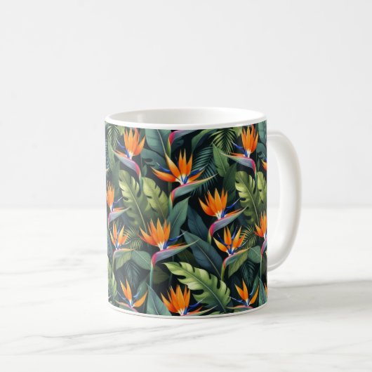 Bird of Paradise Flower Pattern Koffiemok (Voorkant rechts)