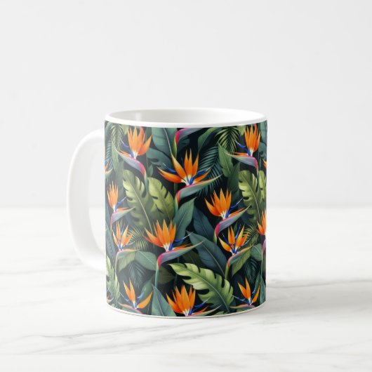 Bird of Paradise Flower Pattern Koffiemok (Voorkant links)