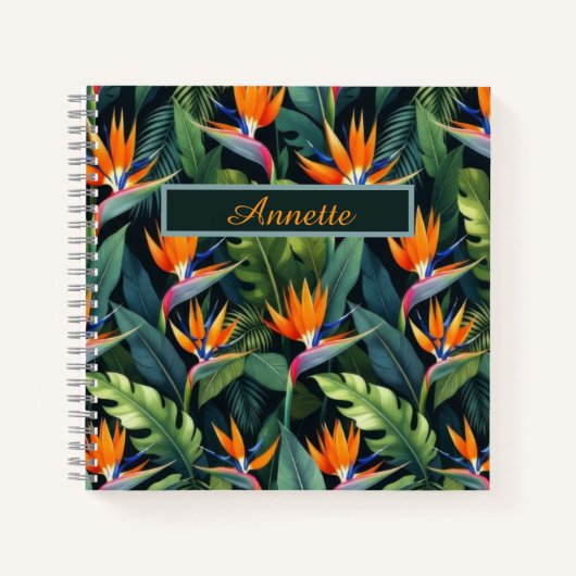 Bird of Paradise Flower Pattern Personalized Notitieboek (Voorkant)