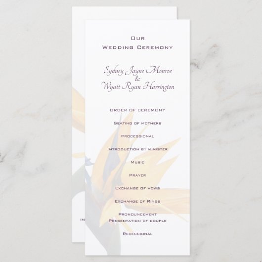Bird of paradise Flower Wedding Programme Tall Programmakaart (Voorkant / Achterkant)