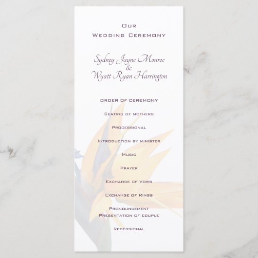Bird of paradise Flower Wedding Programme Tall Programmakaart (Voorkant)