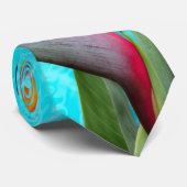 Bird of Paradise Flowers Aqua Blue Stropdas (Opgerold)