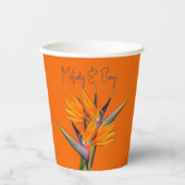 Bird of Paradise Flowers Sinaasappel Trouwdouche Papieren Bekers (Voorkant)