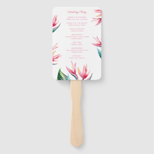 Bird of Paradise huwelijksceremonie programma's Handwaaier (Achterkant)