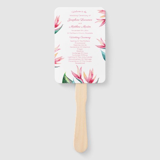Bird of Paradise huwelijksceremonie programma's Handwaaier (Voorkant)