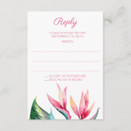 Bird of Paradise Monogram Trouwantwoord Kaarten RSVP Kaartje