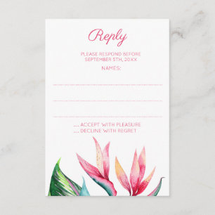 Bird of Paradise Monogram Trouwantwoord Kaarten RSVP Kaartje