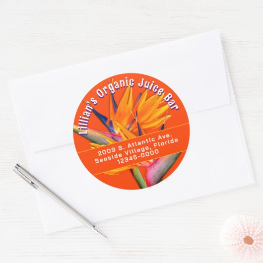 Bird of Paradise Retouradres Ronde Stickers (Envelop)