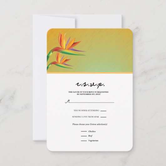 Bird of Paradise Tropische Bloem RSVP Kaart (Voorkant)