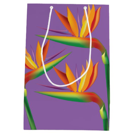 Bird of Paradise Tropische Bloemenfeest Gift Bag Medium Cadeauzakje (Achterkant)