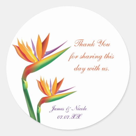 Bird of Paradise Tropische bruiloft gunst Stickers (Voorkant)