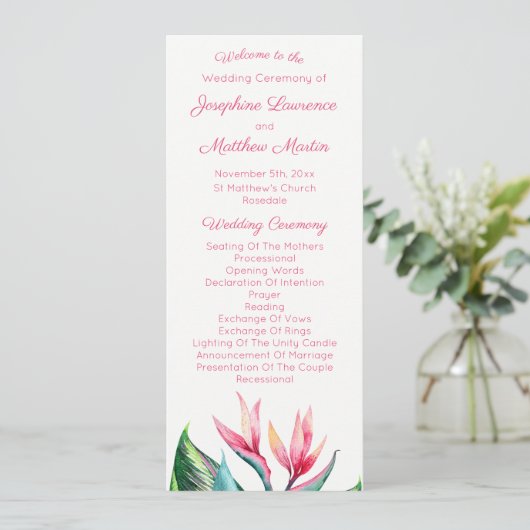Bird of Paradise Tropische huwelijksprogramma's Programmakaart (Staand voorkant)