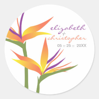 Bird of Paradise Trouwstickers Ronde Sticker