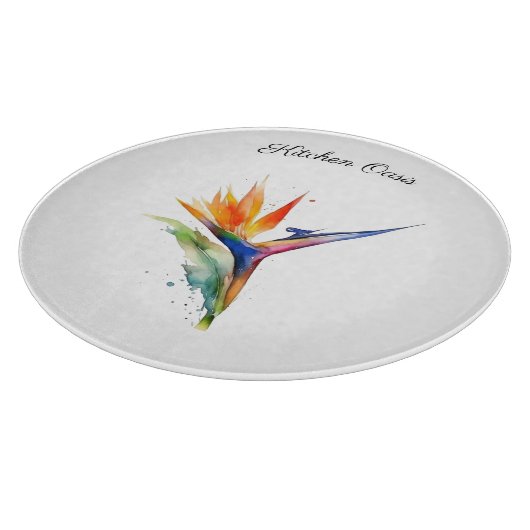 Bird of Paradise Watercolor, custom Snijplank (Hoek)