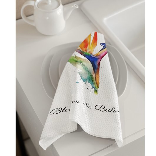 Bird of Paradise Watercolor, custom Theedoek