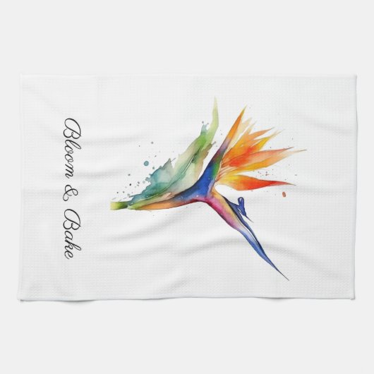 Bird of Paradise Watercolor, custom Theedoek (Horizontaal)