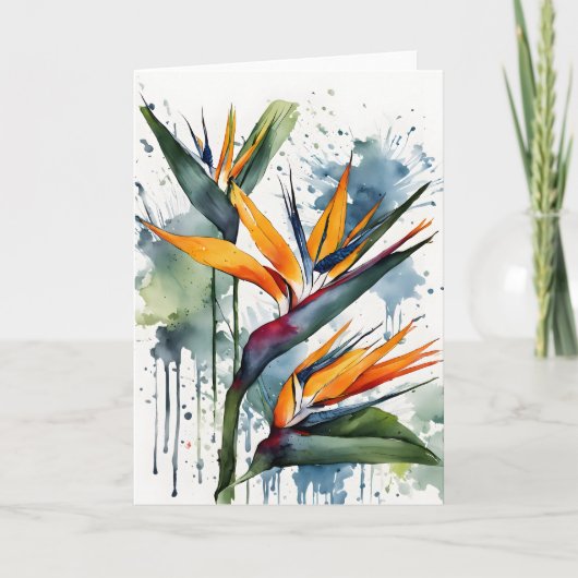 Bird of Paradise - Watercolor flowers Kaart (Voorkant)