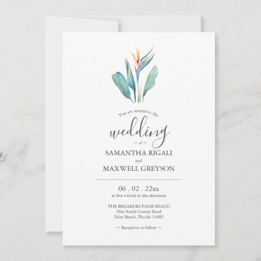 Bird of Paradise Wedding Invitations Kaarten (Voorkant)
