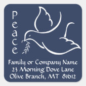Bird of Peace Dove Navy Blue Retouradreslabels Vierkante Sticker (Voorkant)
