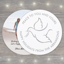 Bird of Peace Modern Dove Unieke Ronde Een Foto Feestdagenkaart