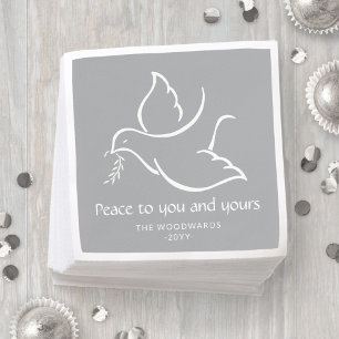 Bird of Peace Modern Grijs en Witte Duif Vakantie Servet