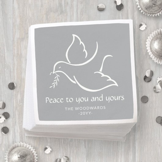 Bird of Peace Modern Grijs en Witte Duif Vakantie Servet