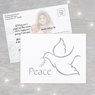 Bird of Peace Moderne Minimalistische Duif 1 Foto  Feestdagenkaart