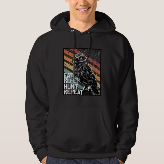 Bird Of Prey Raptor Eat Sleep Hunt Repeat Burrowin Hoodie (Voorkant)