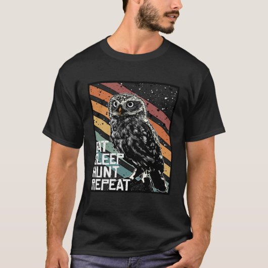 Bird Of Prey Raptor Eat Sleep Hunt Repeat Burrowin T-shirt (Voorkant)