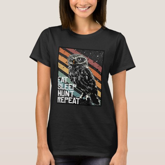 Bird Of Prey Raptor Eat Sleep Hunt Repeat Burrowin T-shirt (Voorkant)