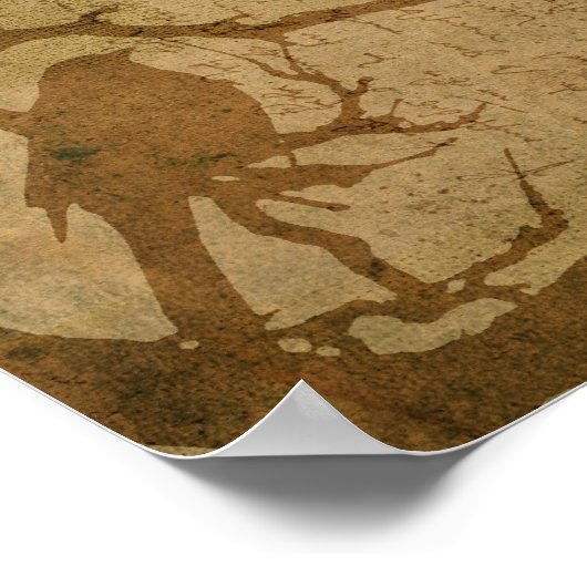 Bird on a Branch in Brown Poster (Hoek)