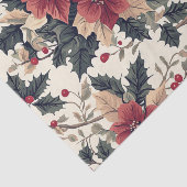 Bird on a Branch with Berries and Poinsettias Tissuepapier (Detail)