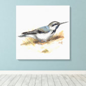 bird on beach canvas afdruk (Insitu (Houten vloer))