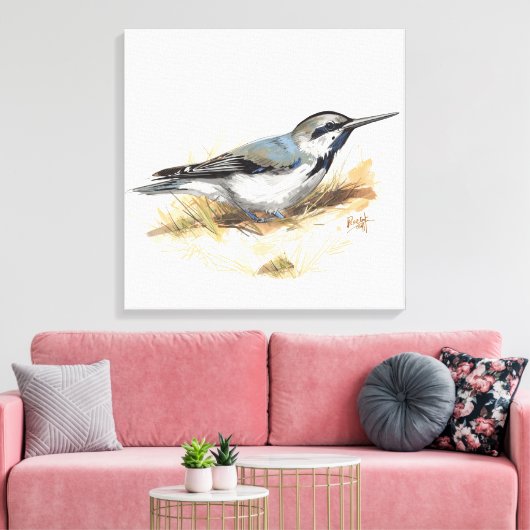 bird on beach canvas afdruk (Insitu (Woonkamer))