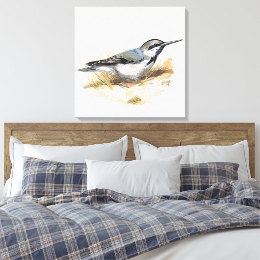 bird on beach canvas afdruk (Insitu (Slaapkamer))