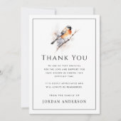 Bird on branch thin border funeral memorial bedankkaart (Voorkant)