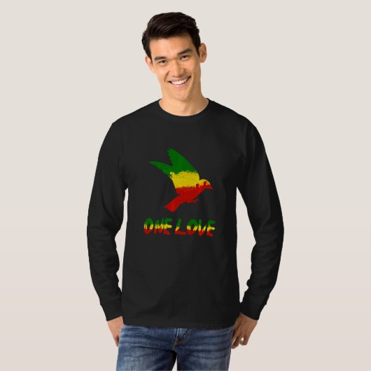 Bird One Love Rasta Reggae Rastafarian Jamaica Ro T-shirt (Voorkant volledig)