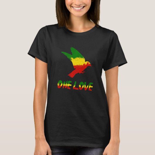 Bird One Love Rasta Reggae Rastafarian Jamaica Ro T-shirt (Voorkant)