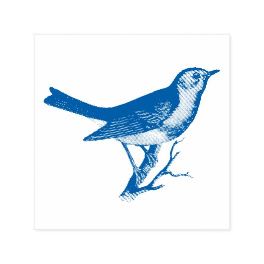 BIRD OP BRANCH RUBBER STAMP  ZELFINKTENDE STEMPEL (Design)