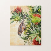 Bird op Flower Struik Natuur Art Puzzel Legpuzzel (Verticaal)