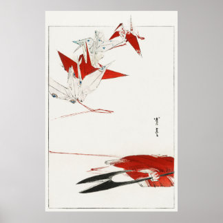 Bird Origami van Bijutsu Sekai (1893-1896) door Wa Poster
