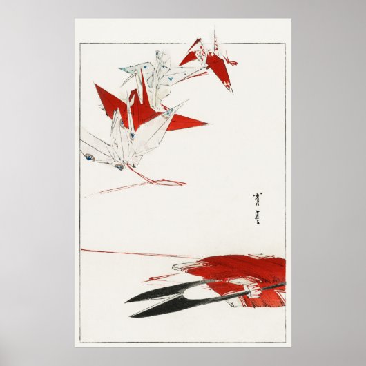 Bird Origami van Bijutsu Sekai (1893-1896) door Wa Poster (Voorkant)